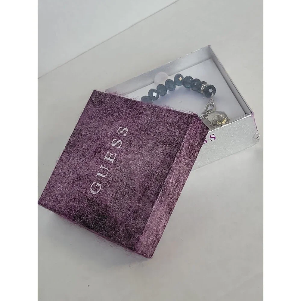 Guess Charm Bracelet France Eiffel Tower Silver Tone Blue Gems